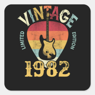 40 Years 1982 Guitar Pick 40th Birthday Guitarist Square Sticker
