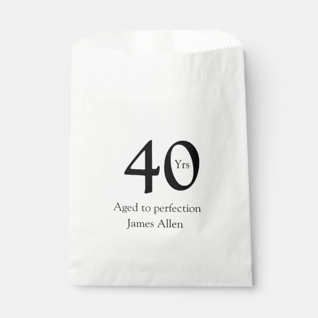 40 years aged to perfection birthday name simple  favour bag (Front)