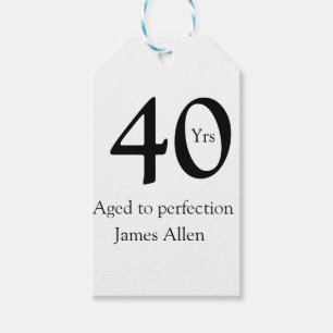 40 years aged to perfection birthday name simple gift tags
