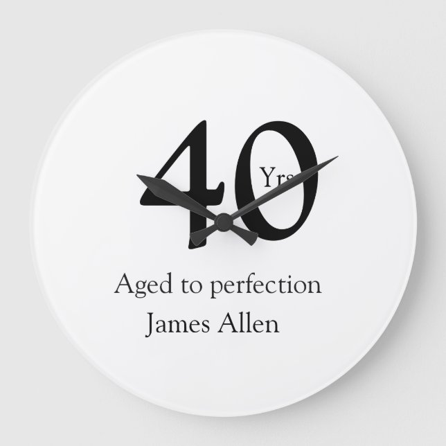 40 years aged to perfection birthday name simple  large clock (Front)