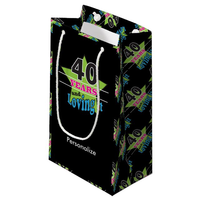 40 Years and Loving it! | 40th Birthday Small Gift Bag (Front Angled)