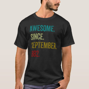 40 Years Awesome Since September 1982 Vintage 40th T-Shirt