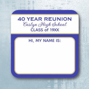 40 Years! Custom Class Reunion name tag sticker