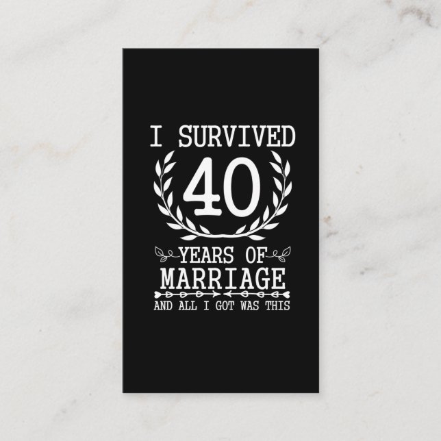 40 Years Husband Wife 40th Wedding Anniversary Business Card (Front)