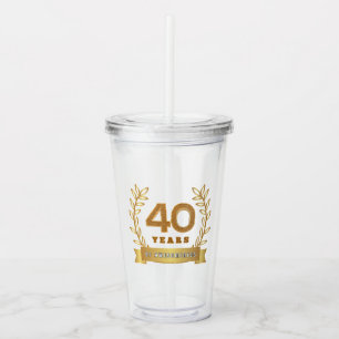 '40 years of awesomeness' gold look acrylic tumbler