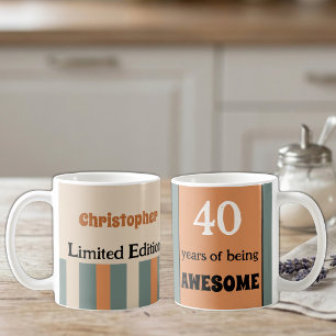 40 years of being awesome name orange green coffee mug