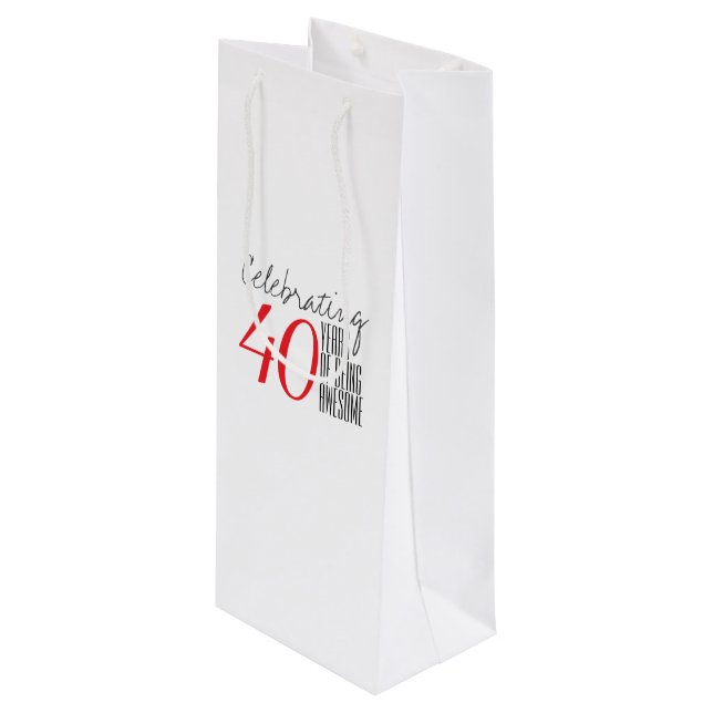 40 years of being awesome wine gift bag (Front Angled)