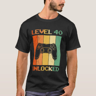 40 Years of LEVEL 40 UNLOCKED 40TH BIRTHDAY Gaming T-Shirt