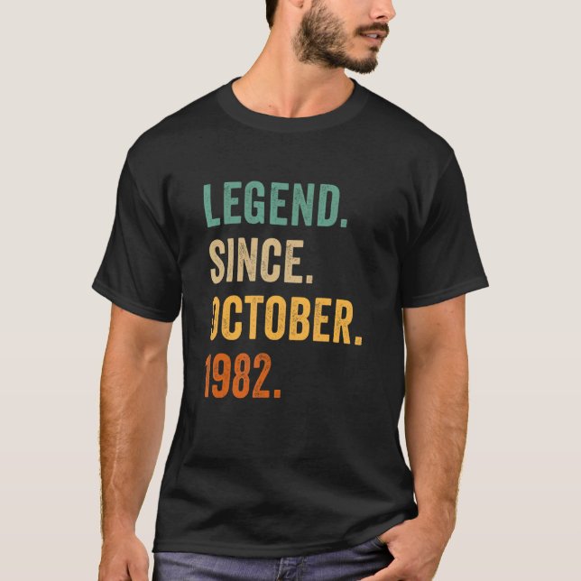 40 Years Old  40th Birthday Legend Since October 1 T-Shirt (Front)
