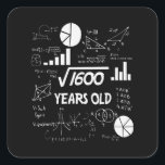 40 Years Old Bday Math Teacher 40th Birthday Gift Square Sticker<br><div class="desc">Celebrate birthdays with a clever twist! This funny math design uses equations and square roots to reveal the age, making it the perfect choice for math lovers, teachers, students, and geeks who enjoy a good nerdy joke. Great for milestone birthdays, classroom celebrations, or anyone who appreciates clever humour mixed with...</div>