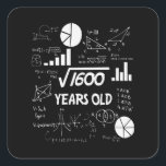 40 Years Old Bday Math Teacher 40th Birthday Gift Square Sticker<br><div class="desc">Celebrate birthdays with a clever twist! This funny math design uses equations and square roots to reveal the age, making it the perfect choice for math lovers, teachers, students, and geeks who enjoy a good nerdy joke. Great for milestone birthdays, classroom celebrations, or anyone who appreciates clever humour mixed with...</div>