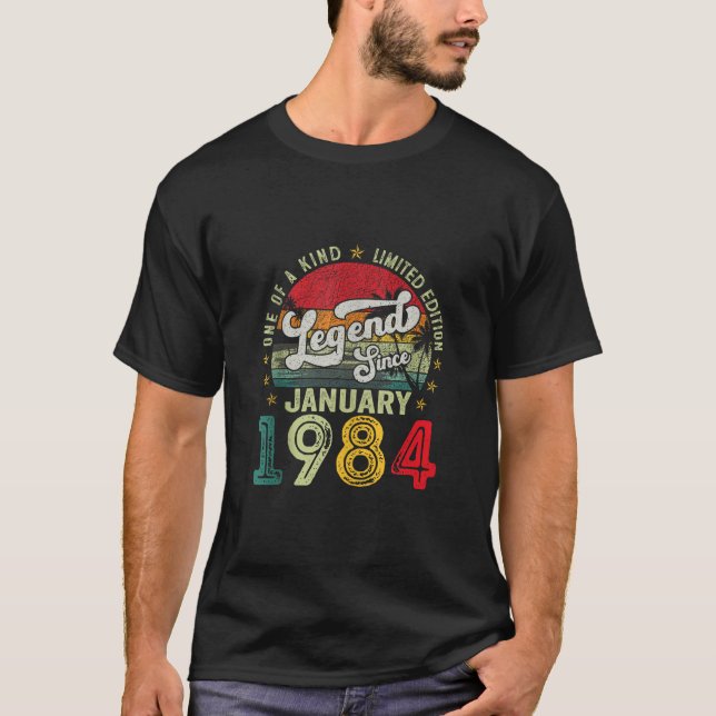 40 Years Old Born In January 1984 40th Birthday Gi T-Shirt (Front)