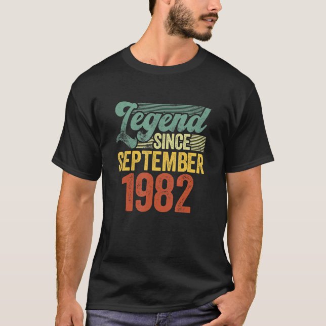 40 Years Old Legend Since September 1982 40th Birt T-Shirt (Front)