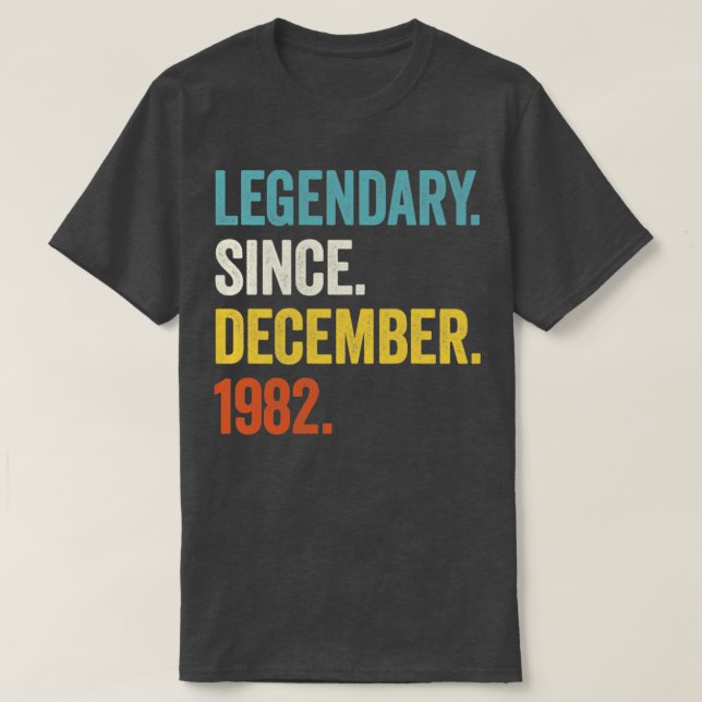 40 Years Old Legendary Since December 1982 40th Bi T-Shirt (Design Front)