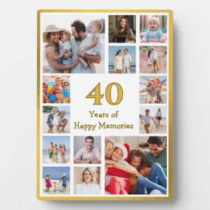 40 years (or any age) of happy memories birthday plaque
