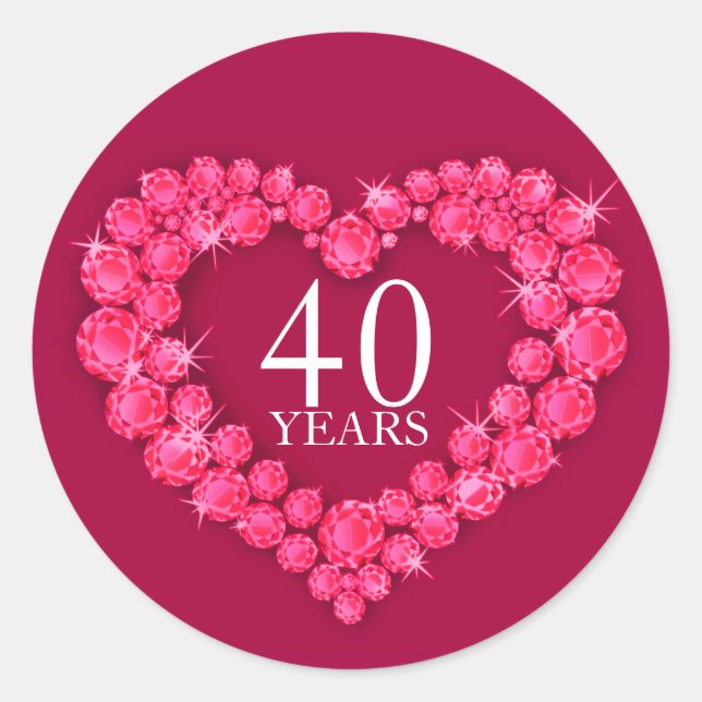 40 years ruby heart red & white sticker (Front)