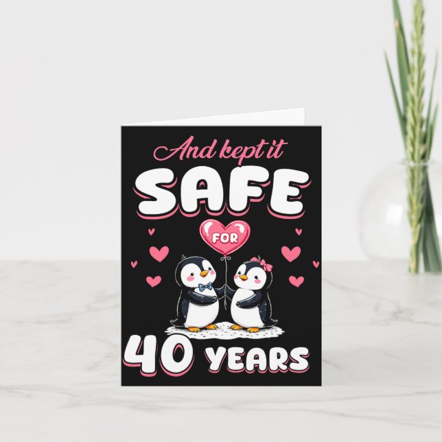 40 Years Wedding Anniversary Penguin Couples Match Card (Front)