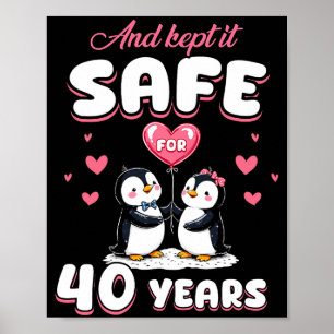 40 Years Wedding Anniversary Penguin Couples Match Poster