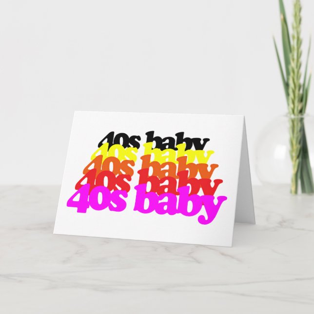 40s Baby Retro Colourful Typography 40th Birthday Card (Front)