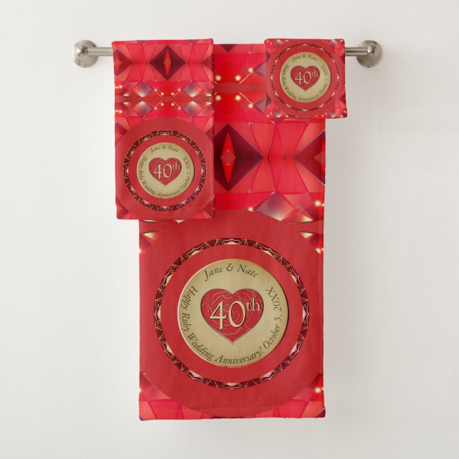 40th/15th Ruby Anniversary Towel (Insitu)