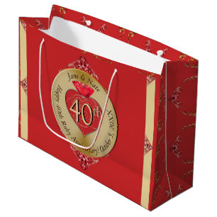 40th/15th Ruby Red  Large Gift Bag