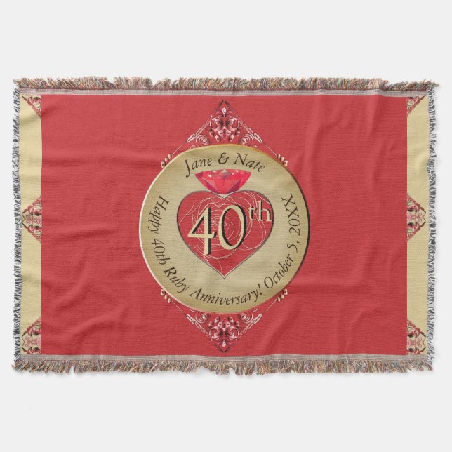 40th/15th Ruby Red  Throw Blanket (Front)