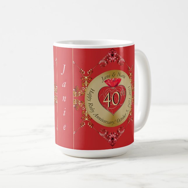 40th/15th Ruby Wedding Anniversary  Coffee Mug (Front Right)
