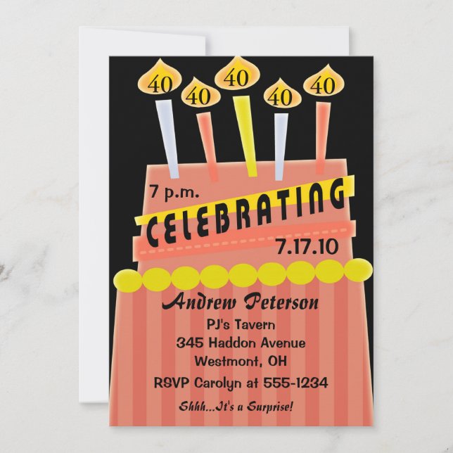 40th - 49th Birthday Party Personalised Invitation (Front)