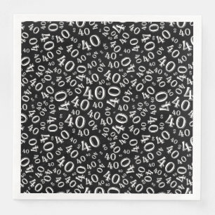 40th Age Random Number Pattern Black/White Paper D Napkin