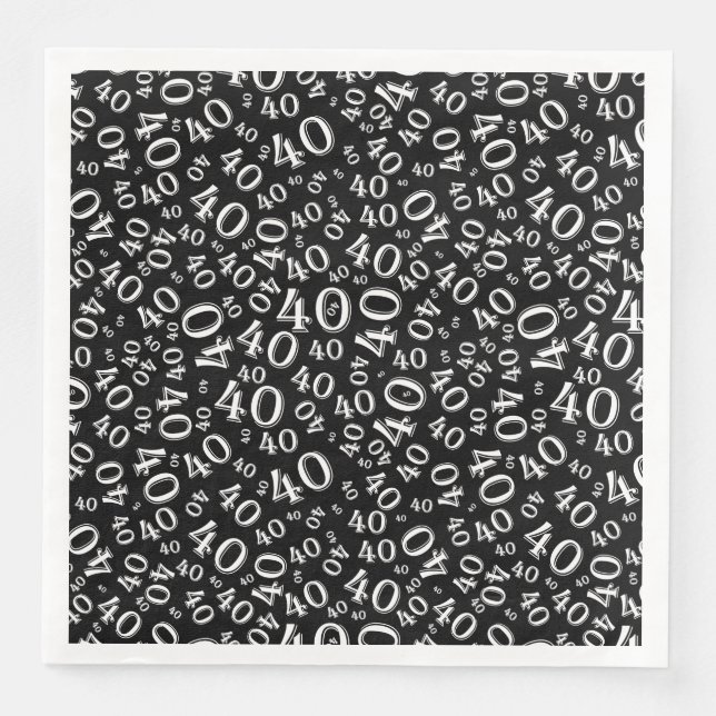 40th Age Random Number Pattern Black/White Paper D Napkin (Front)