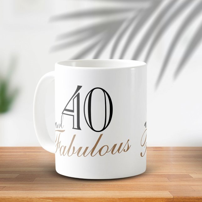 40th and Fabulous Black Elegant Script Birthday Coffee Mug (Creator Uploaded)