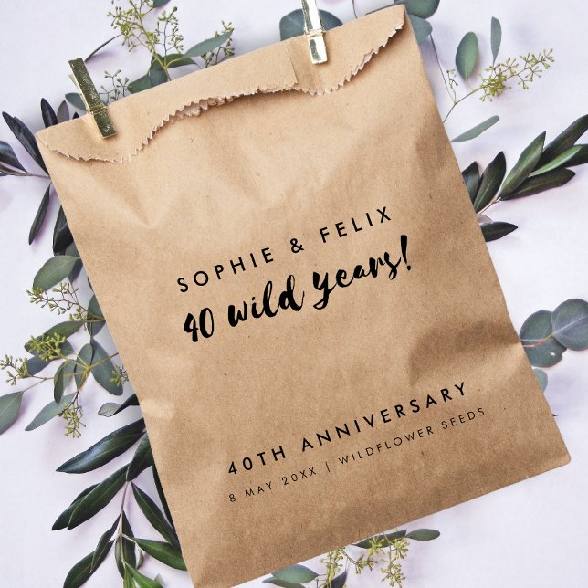 40th Anniversary | 40 Wild Years Rustic Kraft Seed Favour Bag (Creator Uploaded)