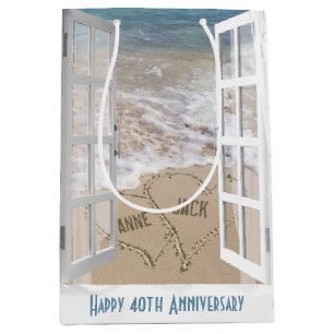 40th Anniversary Beach Hearts Medium Gift Bag