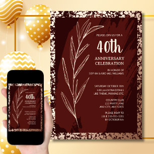 40th Anniversary Celebration Faux Foil Digital Invitation