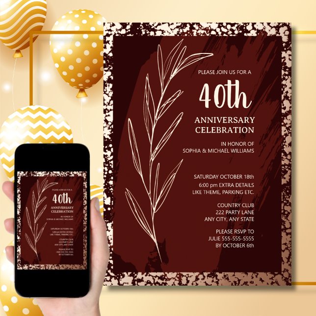 40th Anniversary Celebration Faux Foil Digital Invitation (Creator Uploaded)