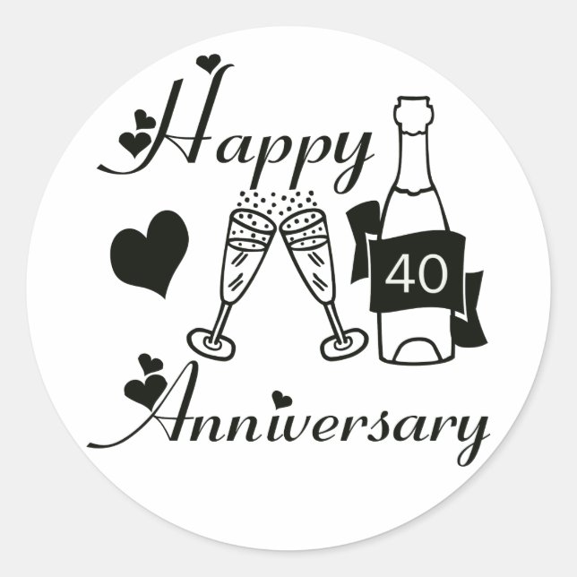 40th. Anniversary Classic Round Sticker (Front)