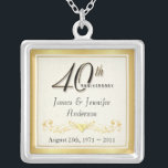 40th Anniversary Elegant Keepsake Pendant<br><div class="desc">40th Anniversary Keepsake Necklace -- Elegant Gold 40th Wedding Anniversary Pendant with formal script and scrolled antique design -- Customise the names and date for your happy celebration. Perfect gift for your wife, mother, grandmother to commemorate 40 Years of marriage. Matching cards, invitations, postage and gifts available. Other styles and...</div>