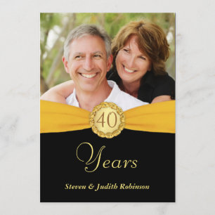 40th Anniversary - Faux Pocket Style with Monogram Invitation