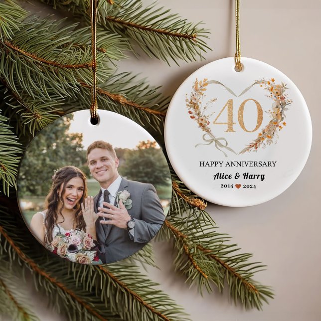 40th Anniversary 💕 Heart Shaped Souvenir Ceramic  Ornament (Creator Uploaded)