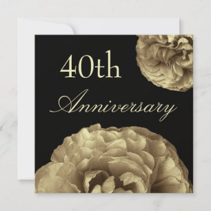40th Anniversary Invitation - GOLD Roses