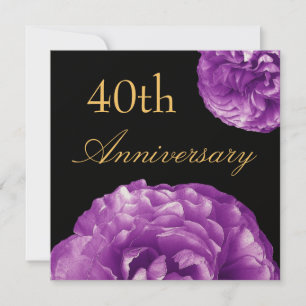 40th Anniversary Invitation - PURPLE Roses