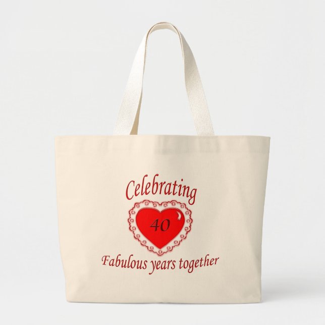 40th. Anniversary Large Tote Bag (Front)