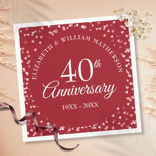 40th Anniversary Love Hearts Confetti Napkin