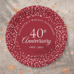 40th Anniversary Love Hearts Confetti Paper Plate<br><div class="desc">Featuring delicate ruby love hearts confetti. Personalise with your special forty years ruby anniversary information in chic lettering. Designed by Thisisnotme©</div>