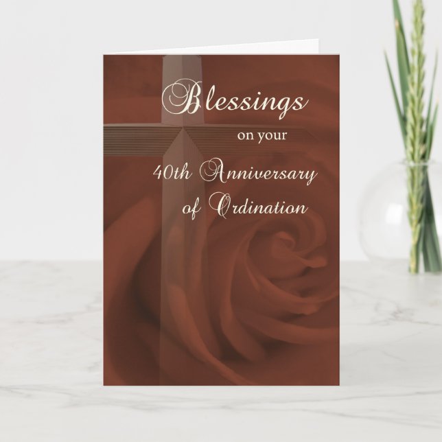 40th Anniversary of  Ordination, Red Rose and Cros Card (Front)