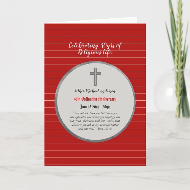 40th Anniversary Ordination Priest - ANY Clergy Card (Front)