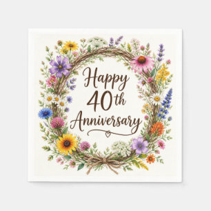 40th Anniversary Paper Napkins, 40 Years Wedding Napkin