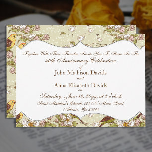 40th Anniversary Parakeet And Dogwood Invitation