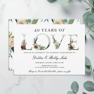 40th Anniversary Party 40 Years of Love Invitation