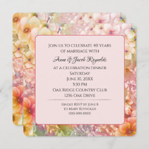 40th Anniversary Party Cosmos Floral Garden  Invitation